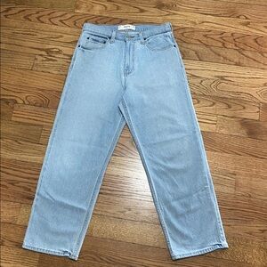 Hollister Men's Light Blue Baggy Straight Jeans